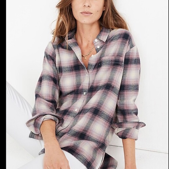 Madewell Tops - NWOT Madewell Flannel Oversized Ex-Boyfriend Shirt Women's Size M